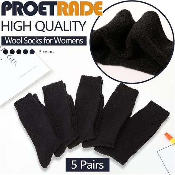 Wool Socks Thermal Warm Winter Thick Hiking Boot Cozy Crew Cabin Comfy - Picture 3 of 7